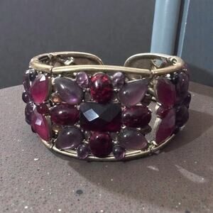 Vintage Cuff Bracelet Multicolor Purple Shades Boho